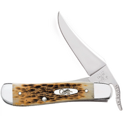 Case Amber Bone Peach Seed Jig (SS) Russlock Folder Knife #00260