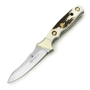 Puma Waidwerk Stag Handle Hunting Fixed Blade Knife, Leather Sheath - 113440