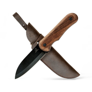 BeaverCraft BSH5 Shadow – Compact Carbon Steel Bushcraft Knife (Walnut Handle + Leather Sheath)