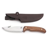 BeaverCraft GTK1 – Stainless Steel Guthook Hunting Knife (Walnut Handle + Leather Sheath)