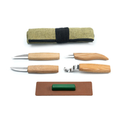 BeaverCraft S48 – Spoon Carving Tool Set (4 Tools + Accessories in Canvas Roll)