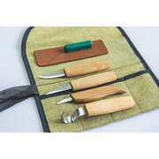 BeaverCraft S48 – Spoon Carving Tool Set (4 Tools + Accessories in Canvas Roll)