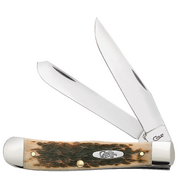 Case Amber Bone Peach Seed Jig (SS) Large Trapper Folder Knife #00164