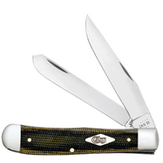 Case Smooth Green and Black Natural Canvas Micarta (SS) Large Trapper Folder Knife #23470