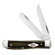Case Smooth Green and Black Natural Canvas Micarta (SS) Mini Trapper Folder Knife #23472