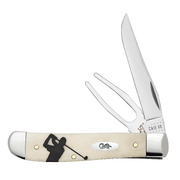 Case Embellished Smooth Natural Bone (SS) Golfer's Knife w/ Divot Tool  #27610
