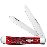 Case Peach Seed Jig Dark Red Bone (CS) Large Trapper Folder Knife #31950