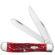Case Peach Seed Jig Dark Red Bone (CS) Large Trapper Folder Knife #31950