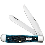 Case Pocket Worn Peach Seed Jig Mediterranean Blue Bone (SS) Large Trapper Folder Knife #51850