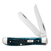 Case Pocket Worn Peach Seed Jig Mediterranean Blue Bone (SS) Mini Trapper Folder Knife #51852