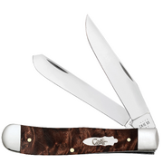 Case Smooth Brown Maple Burl Wood (SS) Large Trapper Folder Knife #64060