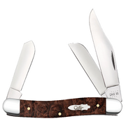 Case Smooth Brown Maple Burl Wood (SS) Large Stockman Folder Knife #64065