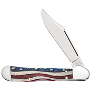 Case Star Spangled Embellished Smooth Natural Bone (SS) Mini Copperlock Folder Knife #64141