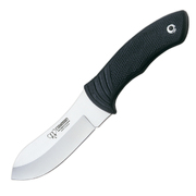 Cudeman Nesmuk Black Rubber Vanadium Steel Skinner Hunting Fixed Blade Knife, Leather Sheath - 111-H