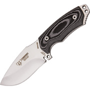 Cudeman Mini BV Black Micarta Bohler N-695 Steel Fixed Blade Knife, Leather Sheath - 115-B