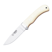 Cudeman White Micarta Vanadium Steel Classic Hunting Fixed Blade Knife, Leather Sheath - 116-B