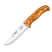 Cudeman Olive Wood Bohler N-690Co Steel Survival Fixed Blade Knife, Leather Sheath - 158-L