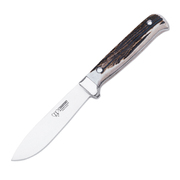 Cudeman Deer Stag Vanadium Steel Classic Hunting Fixed Blade Knife, Leather Sheath - 228-C