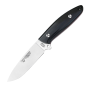 Cudeman Suther Black Micarta Bohler N690CO Steel Hunting Fixed Blade Knife, Leather Sheath - 255-M