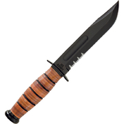 Kabar Leather Handle Fixed Blade Knife 5019, Nylon Sheath