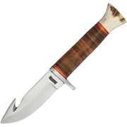 Marbles Stacked Leather/Stag Fixed Blade Guthook Knife MR821