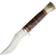 Marbles Stacked Leather/Stag Fixed Blade Kukri Knife MR822