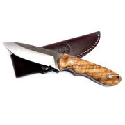 Nieto Viking Olive Wood Hunting Fixed Blade Knife, Leather Sheath - 11000