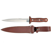 Nieto Pig Sticker Red Stamina Wood Hunting Fixed Blade Knife, Leather Sheath - R1N