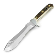 Puma White Hunter Stag Handle Fixed Blade Knife, Leather Sheath - 116375