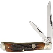 Rough Ryder Trapper Brown Stag Bone Folding Knife RR1848