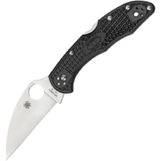 Spyderco Delica 4 Black FRN, Satin Warncliffe Plain Edge Folder Knife - C11FPWCBK