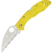 Spyderco Salt 2 Yellow FRN, Satin Warncliffe Serrated Edge Folder Knife - C88SWCYL2