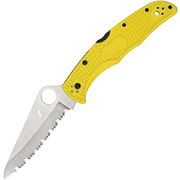 Spyderco Pacific Salt 2 Yellow FRN, Satin Serrated Edge Folder Knife - C91SYL2