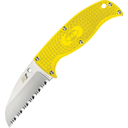 Spyderco Enuff Sheepsfoot Salt Yellow FRN, Satin Serrated Edge Fixed Blade Knife - FB31YL