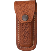 Brown Leather Embossed Basketweave Belt Sheath to Suit 3.5 - 4 Inch Knife