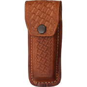 Brown Leather Embossed Basketweave Belt Sheath to Suit 4.5 - 5.25 Inch Knife