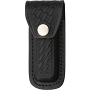 Black Leather Embossed Basketweave Belt Sheath to Suit 3.5 - 4 Inch Knife