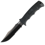 SOG Seal Pup Elite Black TiNi Partially Serrated Fixed Blade Knife, Kydex Sheath E37T-K