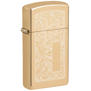 Zippo Lighter, Slim Brass Venetian - 91653