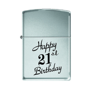 Zippo Lighter, Chrome Happy 21st Birthday - 96036