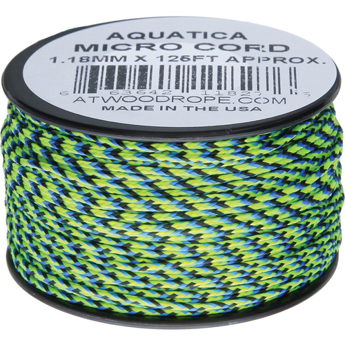 Atwood Rope MFG Micro Cord (100lb/46kg) 38m Made in USA, [Colour: Aquatica]