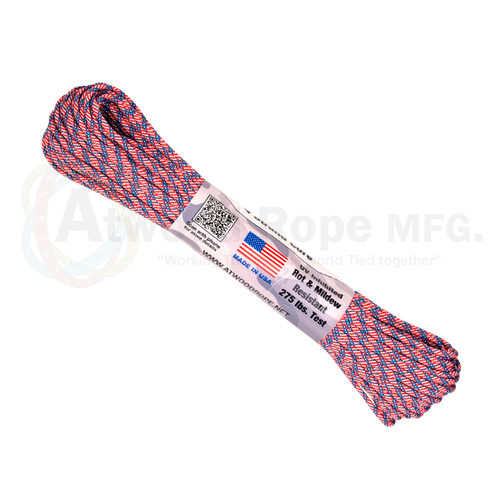 Atwood Rope MFG Tactical Cord (275lb/125kg) 30m Made in USA, Various Colours [Colour: Tactical Flag]