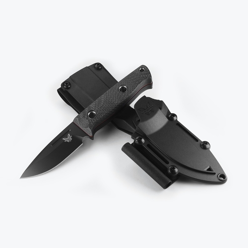 Benchmade Mini Bushcrafter CPM-Cruwear Steel Carbon Fibre Fixed Blade Knife, Sheath - 165BK