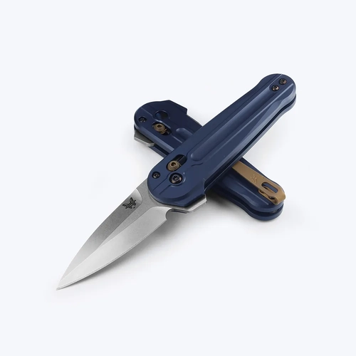 Benchmade Lowden M390 Steel Crater Blue Aluminium Handle Folder Knife - 491