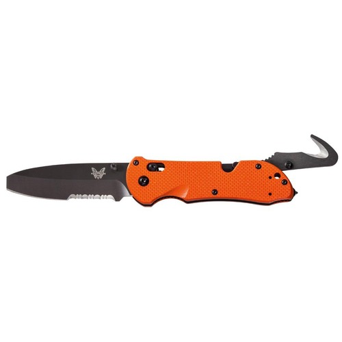Benchmade Triage N680 Steel Orange G10 Rescue Folder Knife with Stap Cutter / Glass Breaker - 916SBK