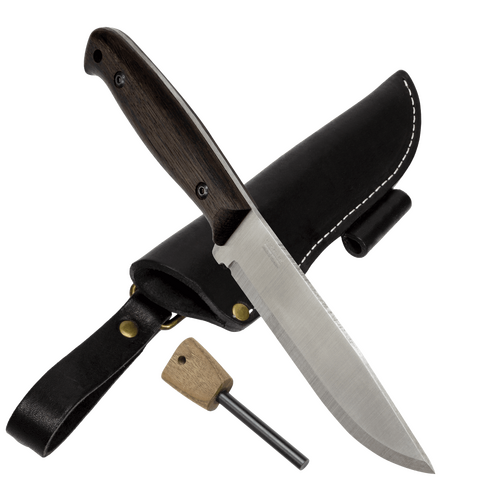 BPS Knives Nighthawk Adventurer SSHF Bushcraft Fixed Blade Knife, Firestarter, Leather Sheath