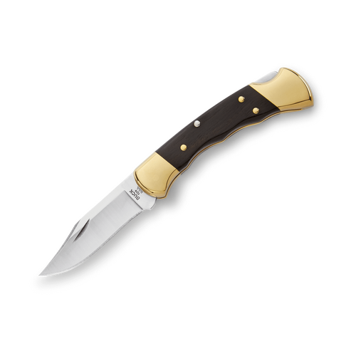 Buck Ranger, Finger Groove Folder Knife 112BRSFG, Leather Sheath