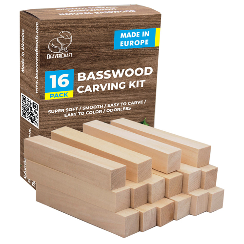 BeaverCraft BW16 – Wood Carving Basswood Block 16pcs Set