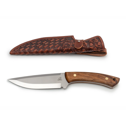 BeaverCraft HGK1_Art – Stainless Steel Hunting Knife (Artistic Leather Sheath)