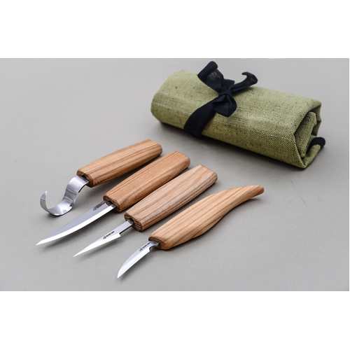 BeaverCraft S09 – Wood Carving Tool Set (4 Knives in Roll)